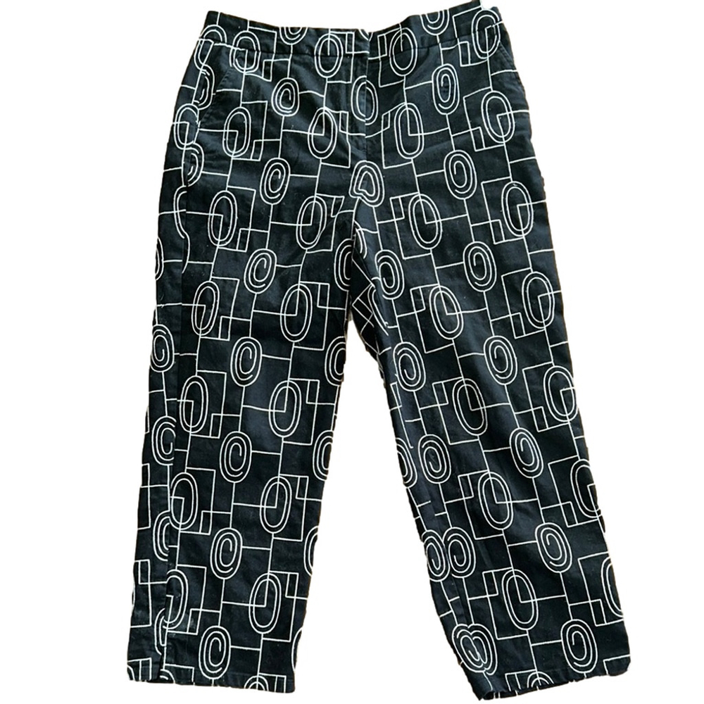 Talbots: Black Geometric Crop Pants: Size 12